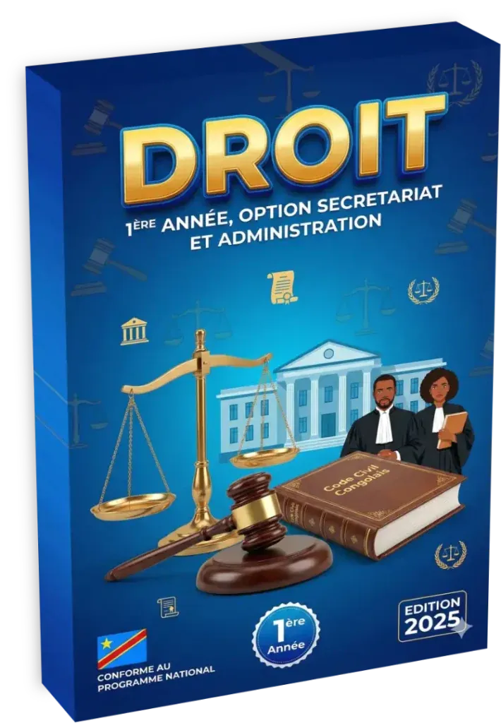 Couverture du manuel scolaire de Droit 2ème année, option Secrétariat et Administration.