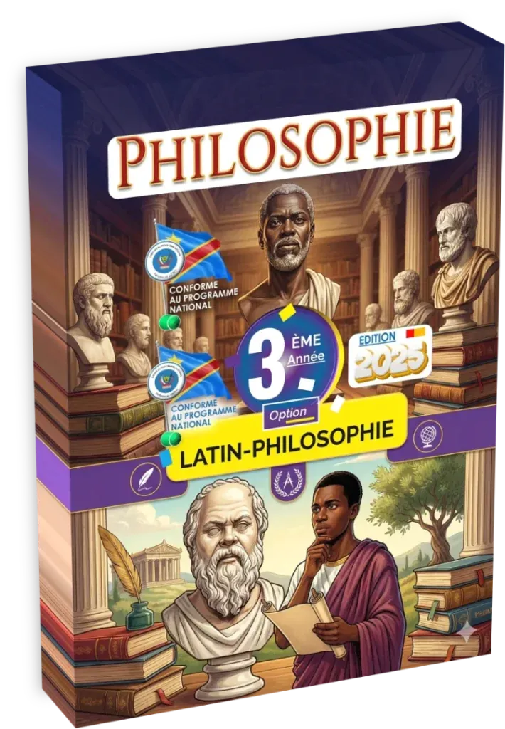 Couverture du manuel de Philosophie pour la 3ème année, option Latin-Philosophie, programme scolaire de la RDC.