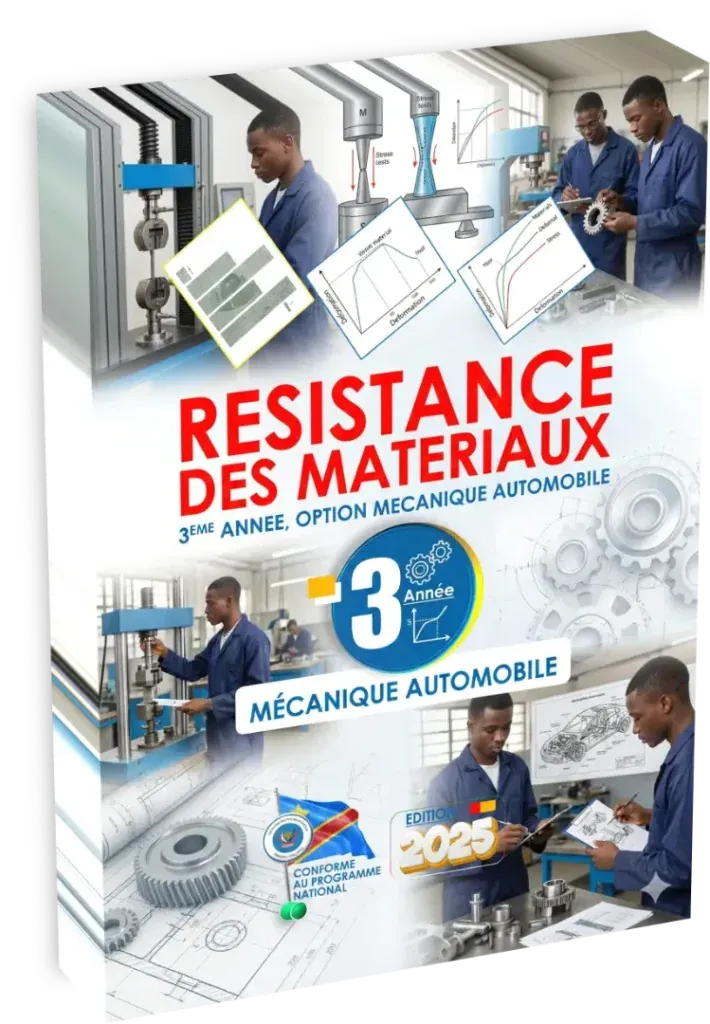 Couverture du manuel de Résistance des Matériaux pour la 3ème année en Mécanique Automobile.