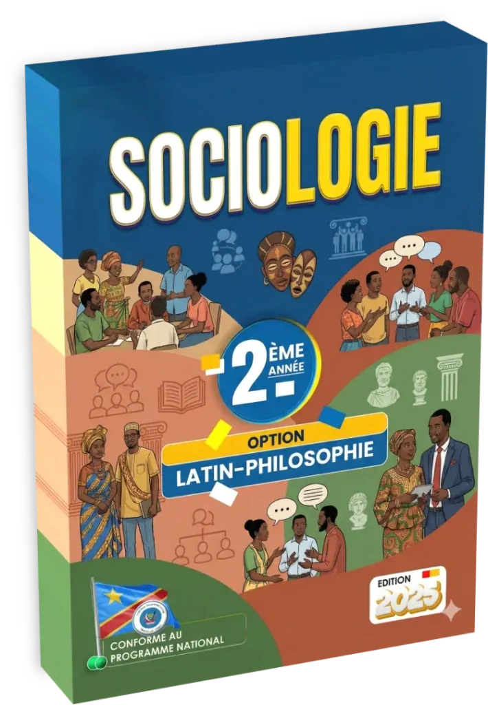 Couverture du manuel scolaire de Sociologie pour la 2ème année de l'option Latin-Philosophie en RDC.