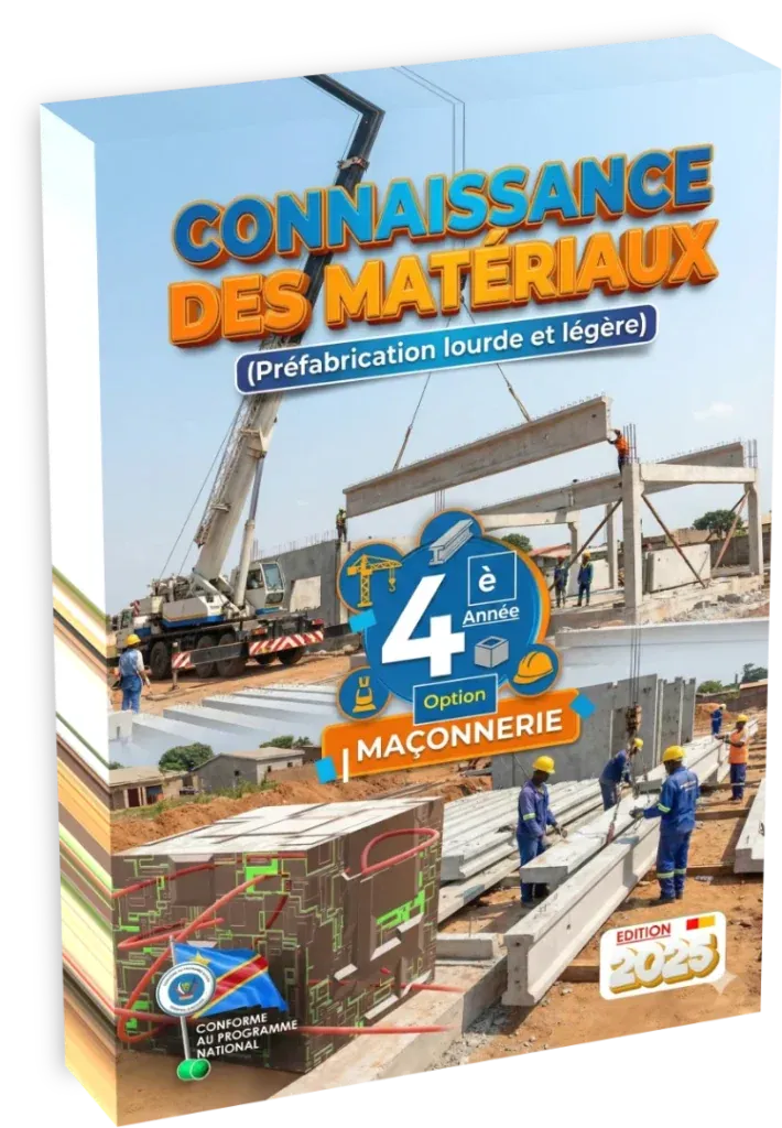 Couverture du manuel Connaissance des Matériaux pour la 4ème année option Maçonnerie en RDC.
