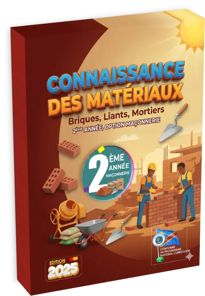 Couverture du manuel de Connaissance des Matériaux, 2ème année option Maçonnerie, pour l'enseignement secondaire et technique en RDC.