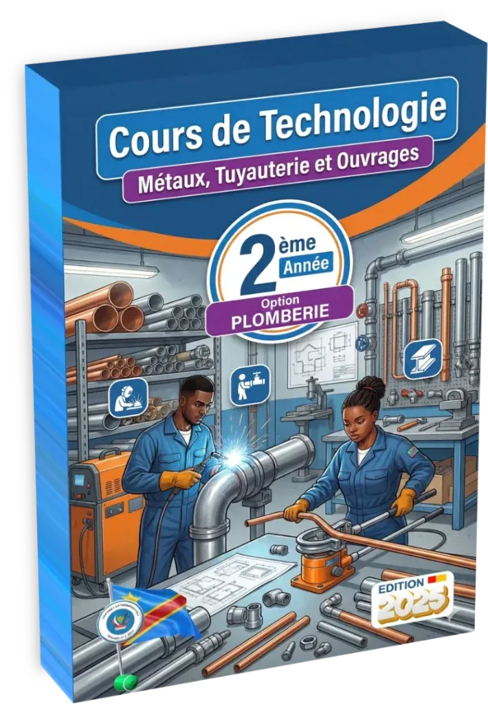 Couverture du manuel de Calculs Professionnels pour la 4ème année, option plomberie, programme de l'enseignement technique en RDC.