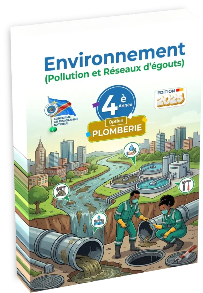 Couverture du manuel scolaire d'Environnement pour la 4ème année, option Plomberie, en RDC.