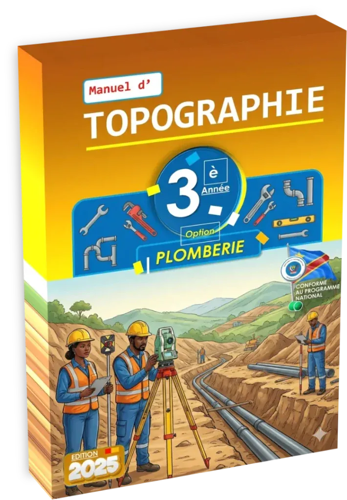 Couverture du manuel de Topographie pour la 3ème année, option Plomberie, enseignement technique en RDC.