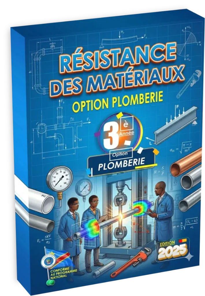 Couverture du manuel de Résistance des Matériaux pour la 3ème année, option Plomberie, programme de l'enseignement technique en RDC.