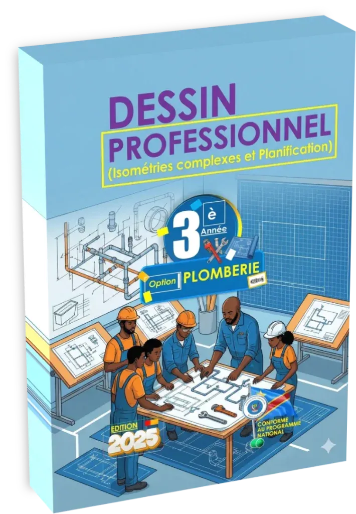 Couverture du manuel scolaire de Dessin Professionnel, 3ème année, option Plomberie.